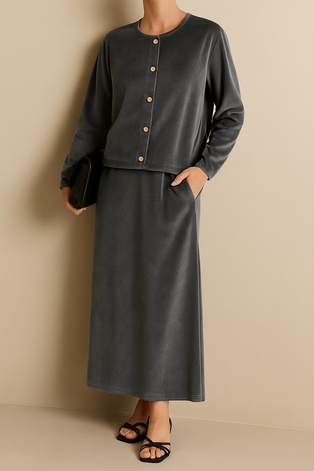 Royal Veil | Velvet Dress | 2 Pcs Dress