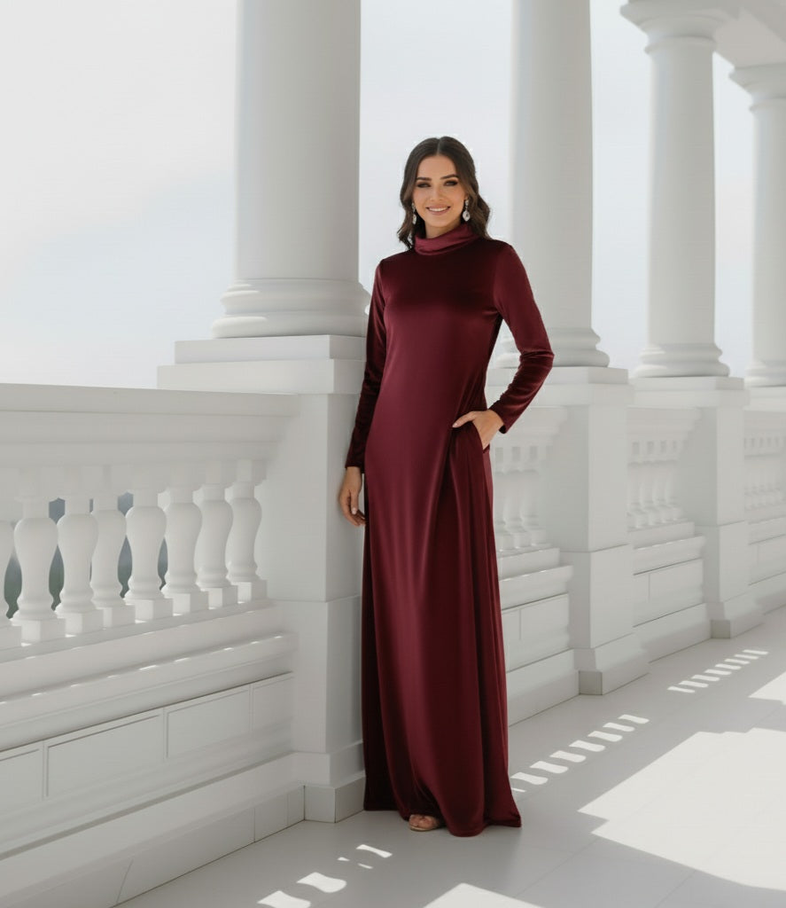 Cowl Neck | French Stretchable Velvet | 1 PCs Dress