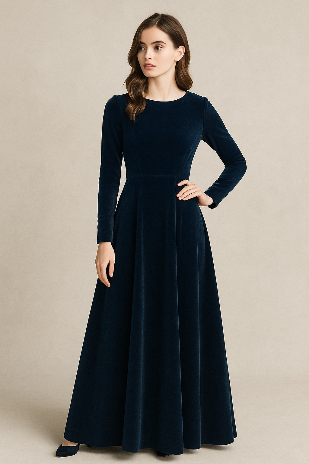 Deep Tone | Velvet Maxi Dress | 1 PC Dress