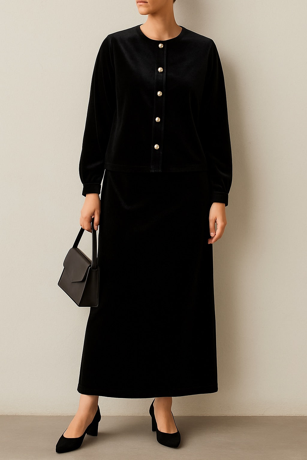 Royal Veil | Velvet Dress | 2 Pcs Dress