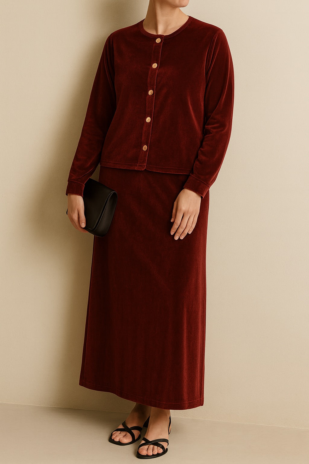 Royal Veil | Velvet Dress | 2 Pcs Dress