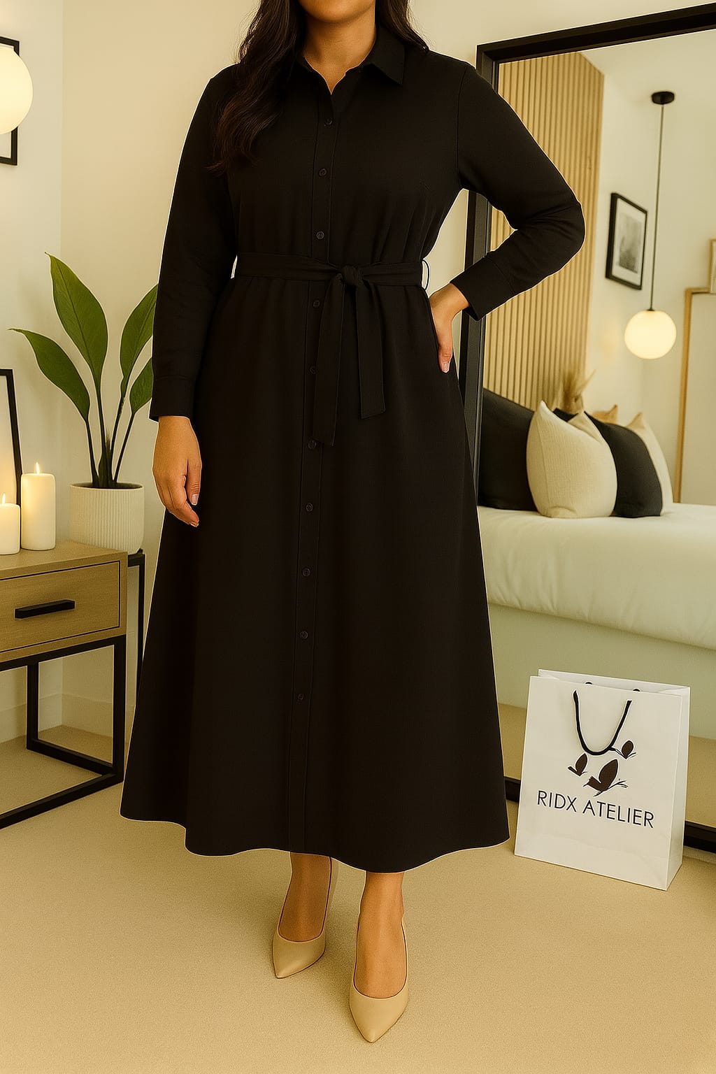 Belted Gown | Solid Cotton | 1 PCs Dress