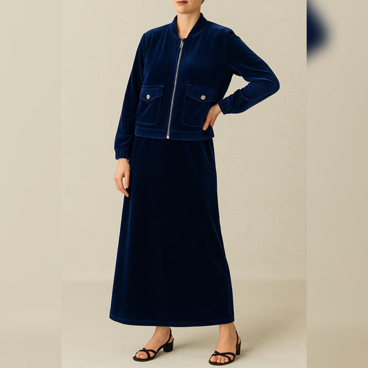 Rich Tones | French Velvet | 2 Pcs Dress